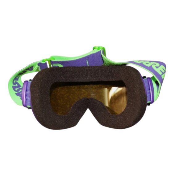 Vintage Carrera Ski Googles Snowboard Purple Neon Green With Dust Bag - Picture 3 of 4